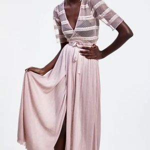 Zara pale pink long knit dress